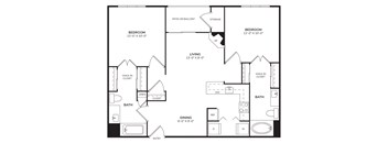 A black and white image of a floor plan for a home.