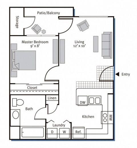 Floorplan at Pavona Apartments, 760 N. 7th Street, San Jose, CA, 95112