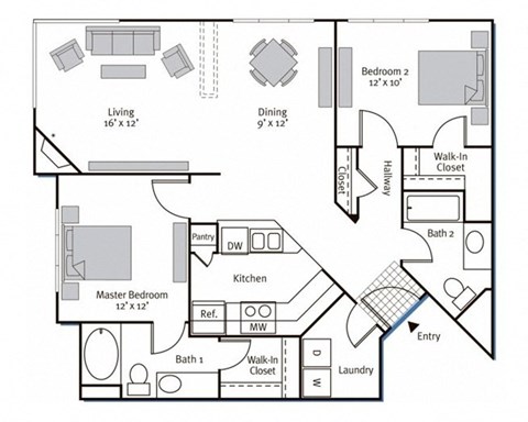Floorplan at Pavona Apartments, 760 N. 7th Street, San Jose, CA, 95112