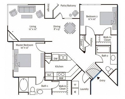 Floorplan at Pavona Apartments, 760 N. 7th Street, San Jose, CA, 95112