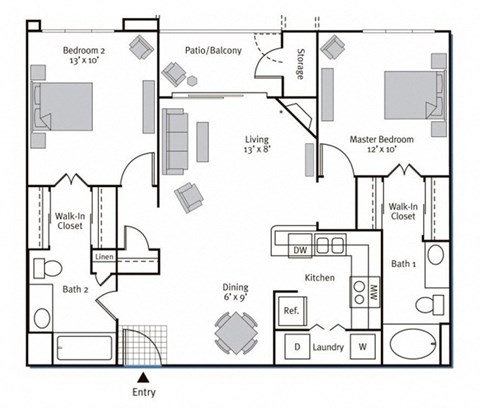 Floorplan at Pavona Apartments, 760 N. 7th Street, San Jose, CA, 95112