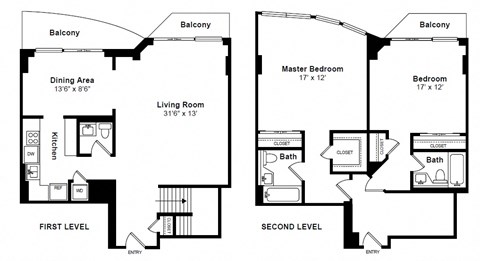 Penthouse floor plan at Windsor at Mariners, NJ, 07020