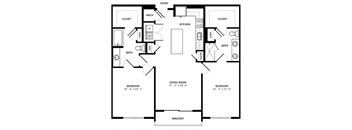 B2 floor plan at Windsor Preston, Plano, TX
