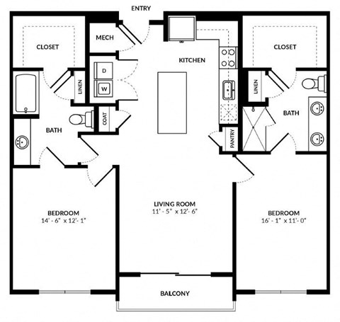 B2 floor plan at Windsor Preston, Plano, TX