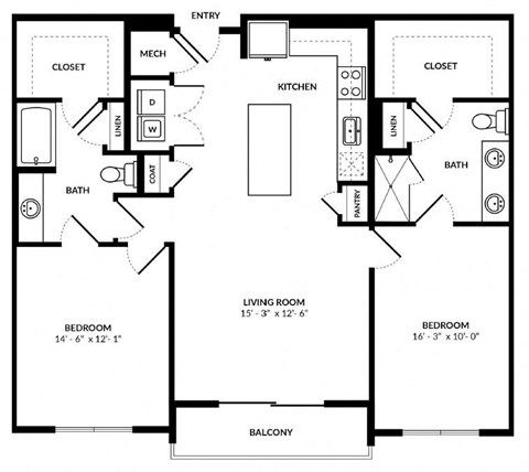 B4 floor plan at Windsor Preston, Plano, Texas