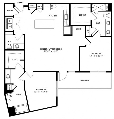 B7 floor plan at Windsor Preston, 7950 Preston Road, Plano
