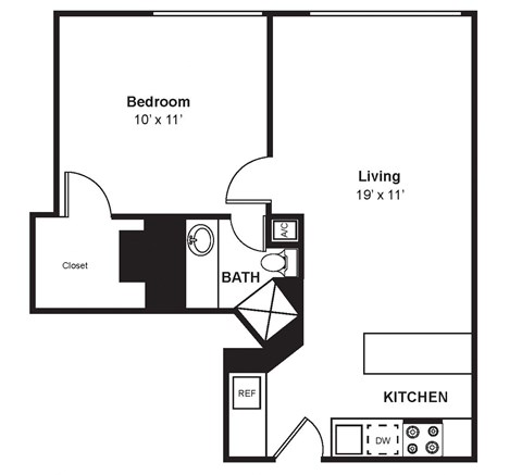 A2_Dimension_V3 floor plan at Renaissance Tower, Los Angeles, CA