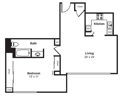 A7_Dimensions_V3 floor plan at Renaissance Tower, Los Angeles, California
