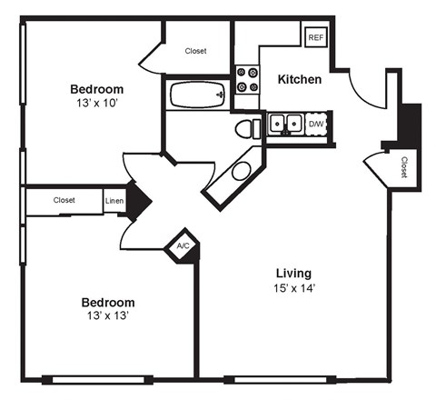 C1_Dimension_V3 Floor Plan at Renaissance Tower, Los Angeles, CA