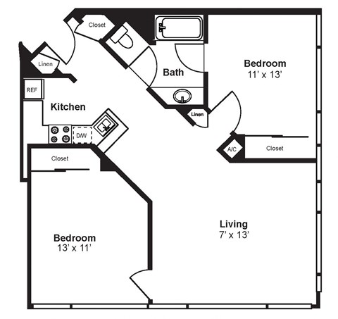 C3_Dimension(1) floor plan at Renaissance Tower, Los Angeles, California