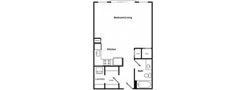 1 Bed 1 Bath Floor Plan at The Encore by Windsor, Atlanta, GA