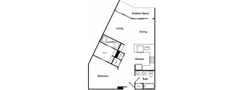 1 Bedroom 1 Bathroom Floor Plan at The Encore by Windsor, Georgia, 30339