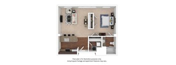 Studio Loft 3D floor plan at The District, CO, 80222