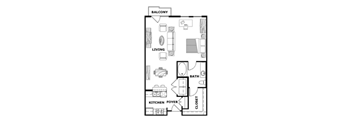 One Bedroom Loft Floor Plan at Terraces at Paseo Colorado Pasadena, CA