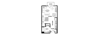 Studio Floor Plan at Terraces at Paseo Colorado Pasadena, CA