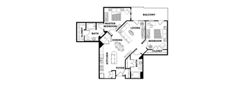 Two Bedroom Two Bathroom Floor Plan at Terraces at Paseo Colorado Pasadena, CA