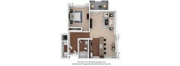 1x1_26E_747sf floor plan at The District, CO, 80222