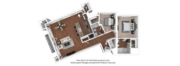 2x2_28_1486sf floor plan at The District, 6300 E. Hampden Ave., 80222