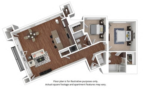 2x2_28_1486sf floor plan at The District, 6300 E. Hampden Ave., 80222