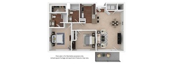 2x2_5A_1013sf floor plan at The District, Denver, Colorado