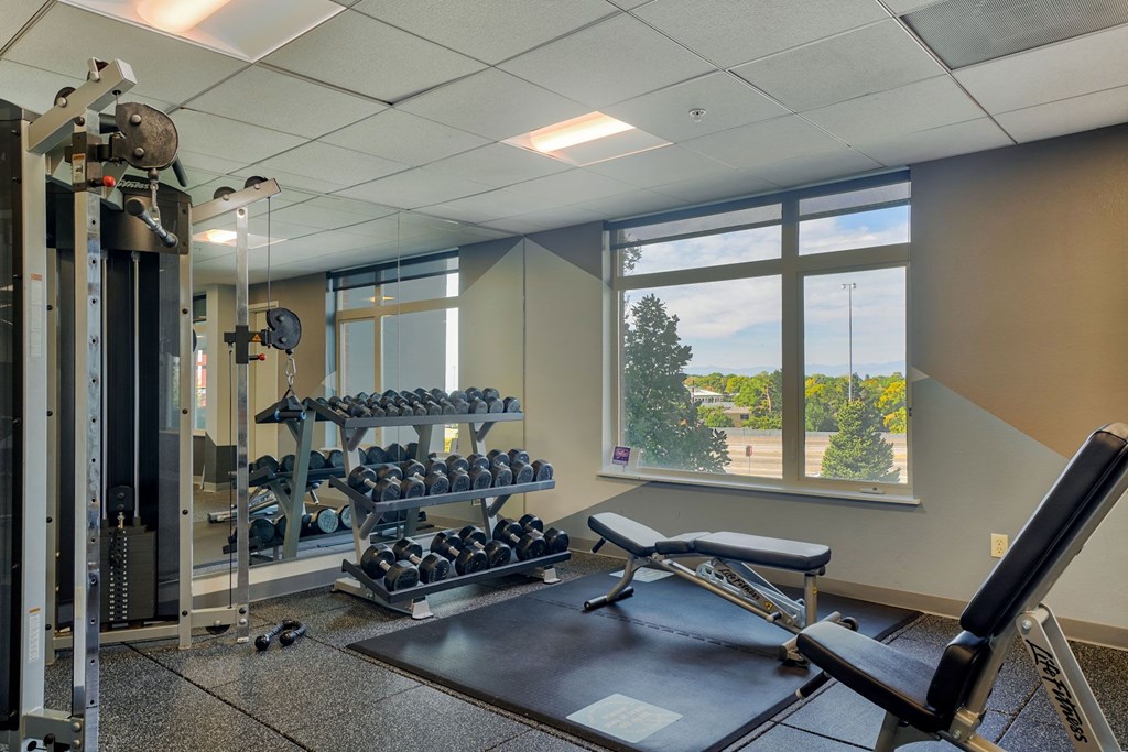 Equipped with several cardio machines, free weights & more at The District, Denver, CO