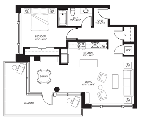 A2 Floor Plan at The Bravern