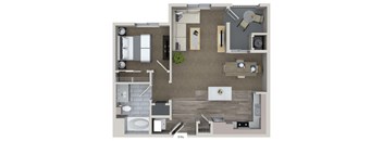 1 Bed 1 Bath Floor Plan at Valentia by Windsor, La Habra