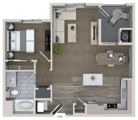 1 Bed 1 Bath Floor Plan at Valentia by Windsor, La Habra