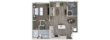 1 Bedroom 1 Bath Floor Plan at Valentia by Windsor, La Habra, CA, 90631