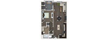 A4 1 Bed 1 Bath Floor Plan at Valentia by Windsor, La Habra, CA
