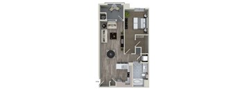 A5 1 Bed 1 Bath Floor Plan at Valentia by Windsor, La Habra, 90631