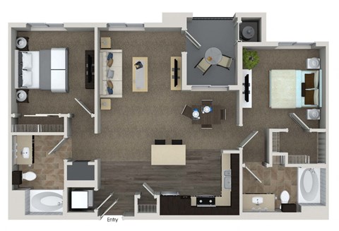 2 Bed 2 Bath Floor Plan at Valentia by Windsor, La Habra, California
