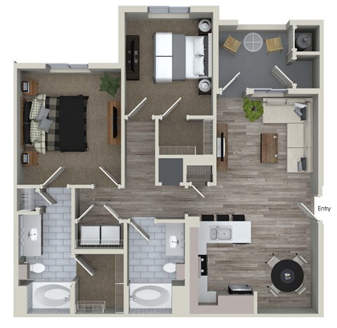 2 bedroom 2 bath Floor Plan at Valentia by Windsor, La Habra