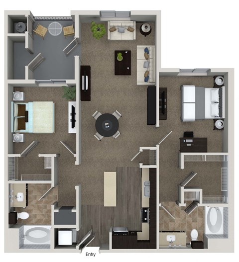B3 2 Bed 2 Bath Floor Plan at Valentia by Windsor, California, 90631
