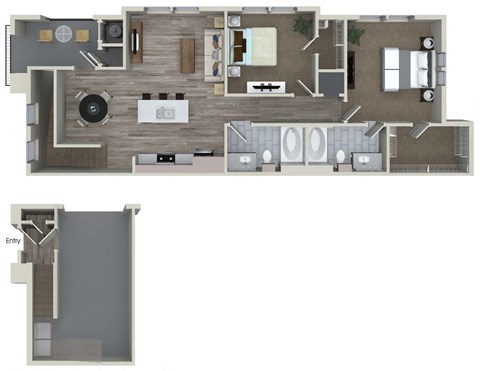 B4 2 Bed 2 Bath Floor Plan at Valentia by Windsor, La Habra, California