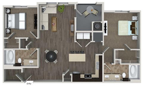 B5a 2 Bed 2 Bath Floor Plan at Valentia by Windsor, La Habra, CA, 90631