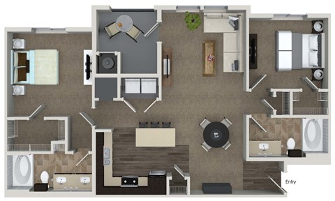 B5 2 Bed 2 Bath Floor Plan at Valentia by Windsor, La Habra, CA