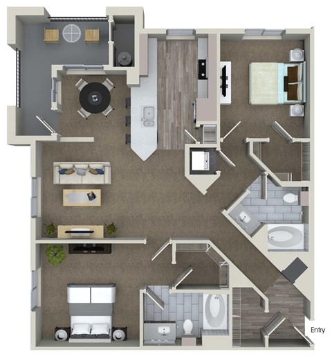 B6 2 Bed 2 Bath Floor Plan at Valentia by Windsor, La Habra, 90631