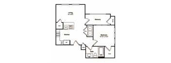 1 Bedroom 1 Bathroom Floor Plan at Windsor Castle Hills, Carrollton