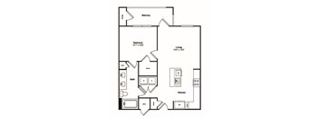 1 Bedroom 1 Bath Floor Plan at Windsor Castle Hills, Texas