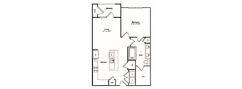 A4 1 Bed 1 Bath Floor Plan at Windsor Castle Hills, Texas, 75010