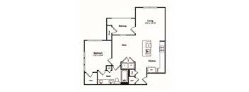 A5 1 Bed 1 Bath Floor Plan at Windsor Castle Hills, Carrollton, TX, 75010