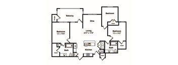 3 Bed 2 Bath Floor Plan at Windsor Castle Hills, Texas, 75010