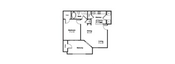 1 Bed 1 Bath Floor Plan at Windsor Westbridge, TX, 75006