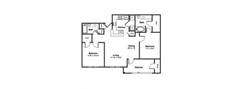 2 Bed 2 Bath Floor Plan at Windsor Westbridge, 2300 Marsh Lane, TX