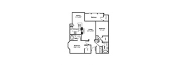 2 Bedroom 2 Bathroom Floor Plan at Windsor Westbridge, 2300 Marsh Lane, Carrollton