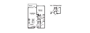 A1 web floor plan at Windsor Fitzhugh, TX, 75206