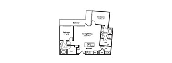 B11 web floor plan at Windsor Fitzhugh, 4926 Mission Avenue, Dallas