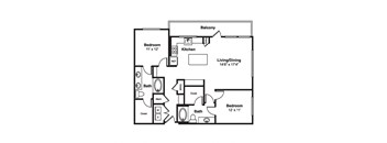 B12 web floor plan at Windsor Fitzhugh, 4926 Mission Avenue, Dallas