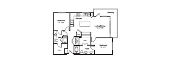B12 web floor plan at Windsor Fitzhugh, Dallas, TX